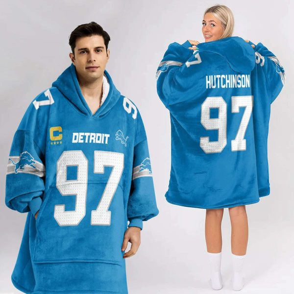 Lions Captain Hutchinson 97 Football Unisex Blanket Hoodie 2