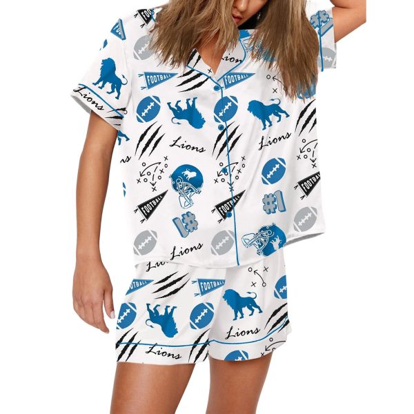 Lions Football Print Pajama Set