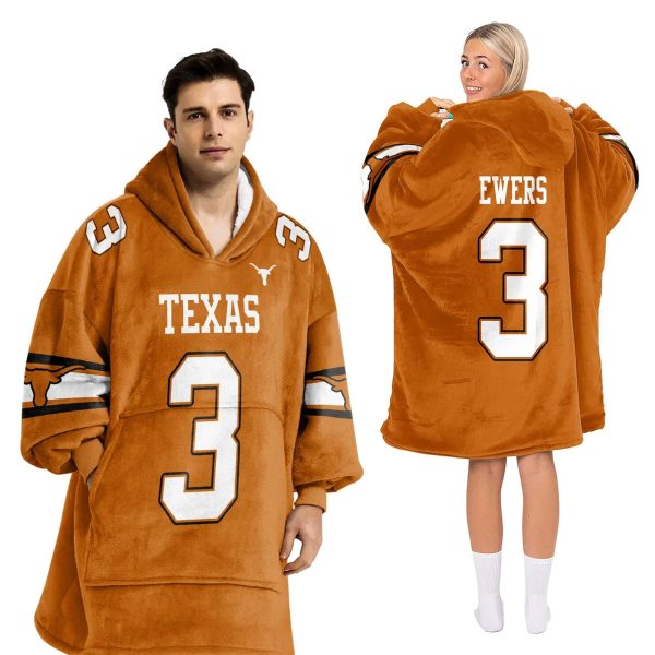 Longhorns Ewers 3 Football Unisex Blanket Hoodie 2