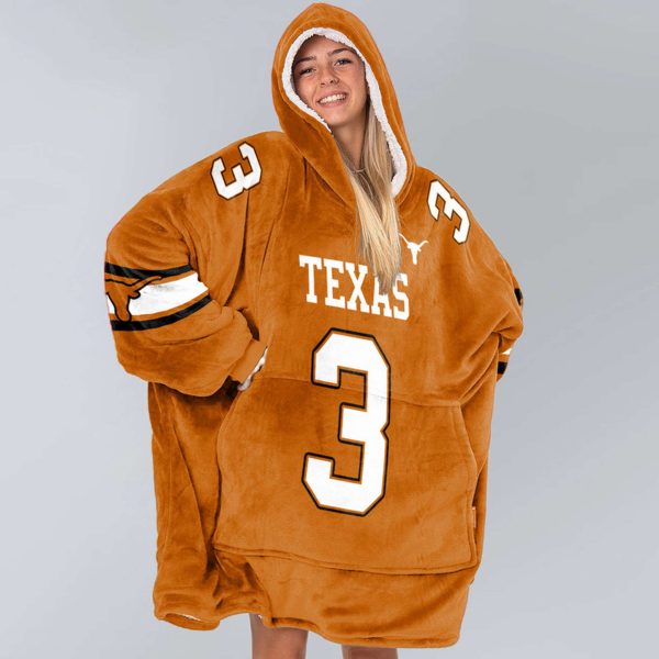 Longhorns Ewers 3 Football Unisex Blanket Hoodie 3