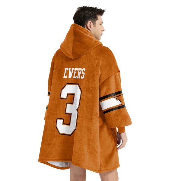 Longhorns Ewers 3 Football Unisex Blanket Hoodie 4