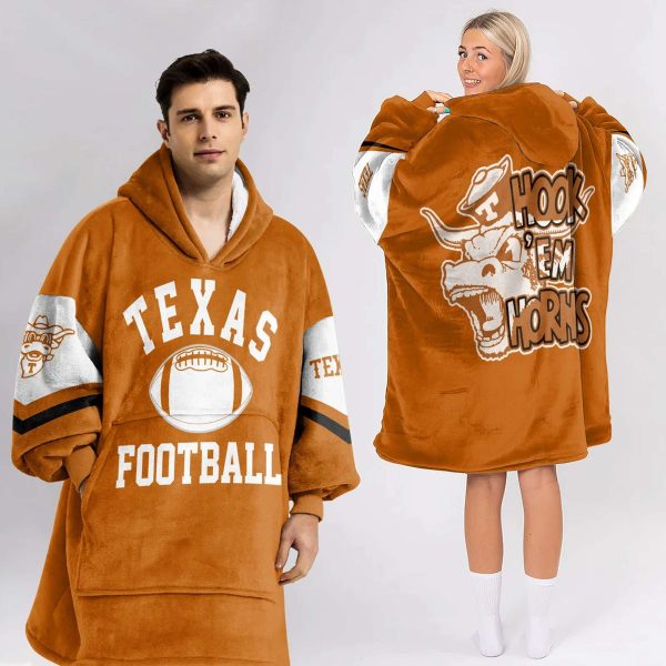 Longhorns Hook Em Horns Football Unisex Blanket Hoodie