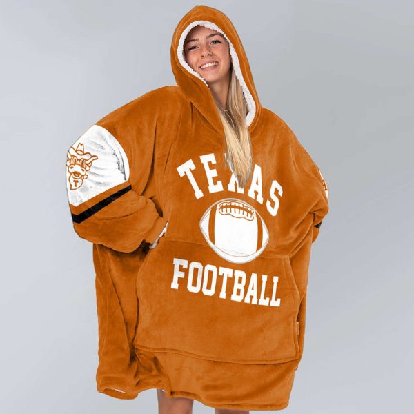 Longhorns Hook Em Horns Football Unisex Blanket Hoodie