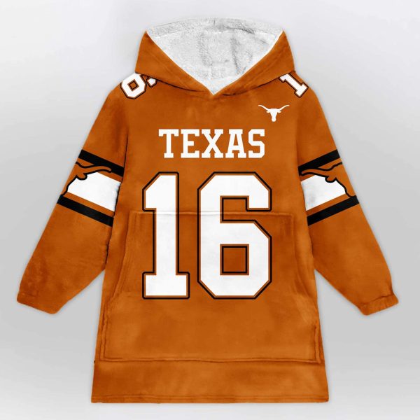 Longhorns Manning 16 Football Unisex Blanket Hoodie 1