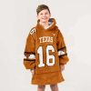 Longhorns Manning 16 Football Unisex Blanket Hoodie