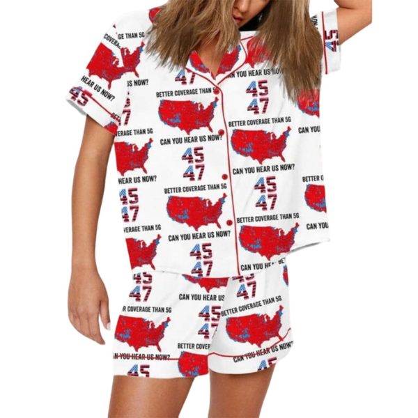 MAGA America Map 45 47 Better Coverage Than 5G Art Print Pajama Set