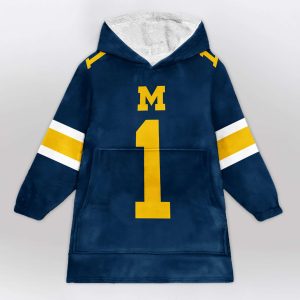 Michigan 1 Football Unisex Blanket Hoodie 1