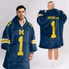 Michigan 1 Football Unisex Blanket Hoodie 2