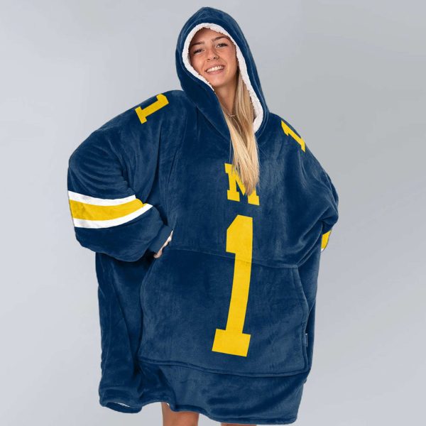 Michigan 1 Football Unisex Blanket Hoodie 3