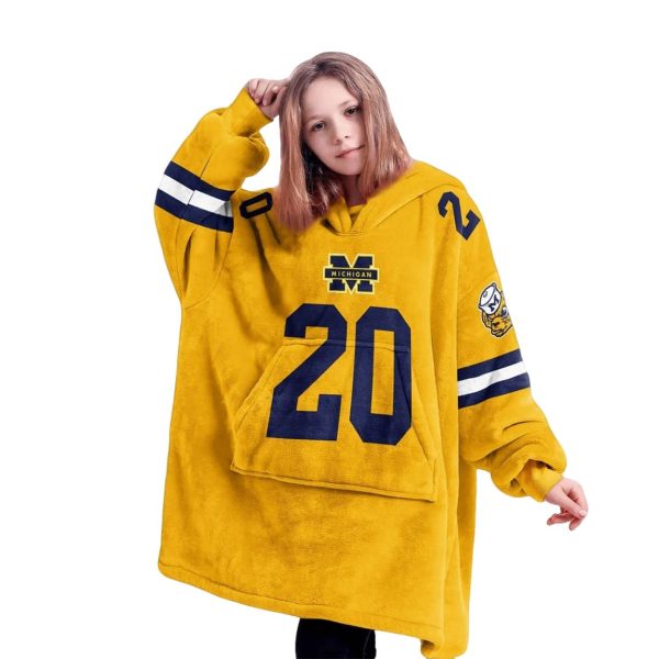 Mullings 20 Michigan Football Unisex Blanket Hoodie 2