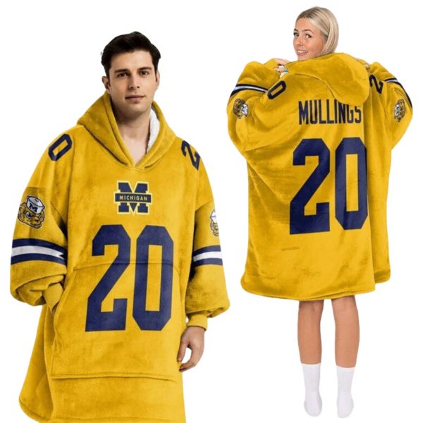 Mullings 20 Michigan Football Unisex Blanket Hoodie