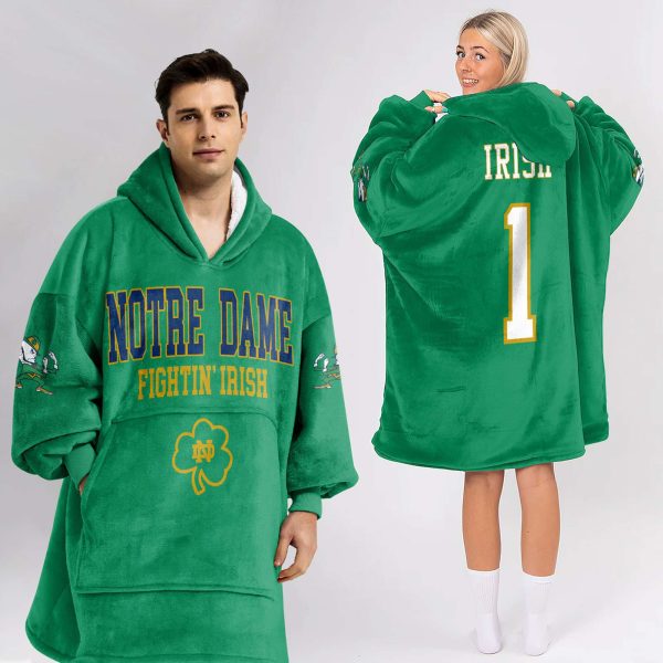 Notre Dame 1 Football Blanket Hoodie 2