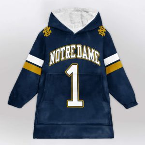 Notre Dame 1 Football Unisex Blanket Hoodie 1