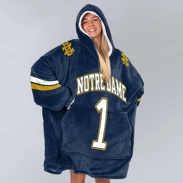 Notre Dame 1 Football Unisex Blanket Hoodie 3