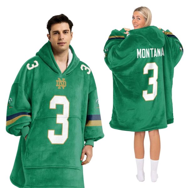 Notre Dame Montana 3 Football Unisex Blanket Hoodie 2