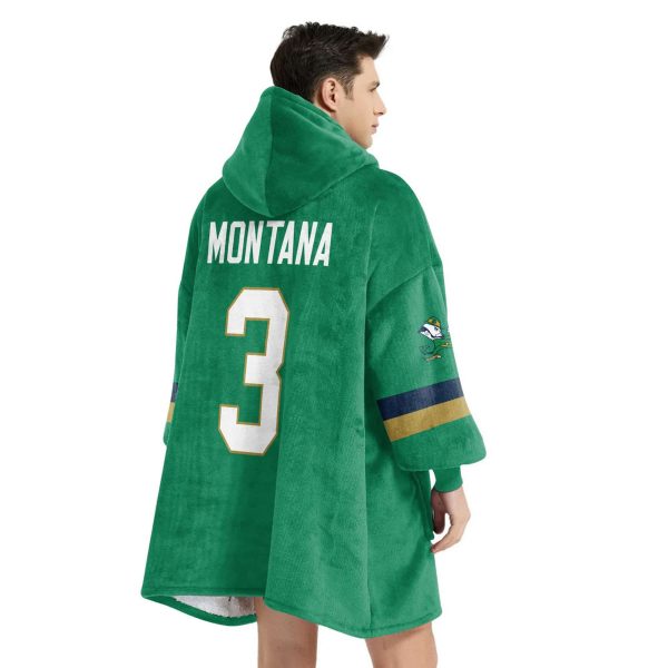 Notre Dame Montana 3 Football Unisex Blanket Hoodie 4