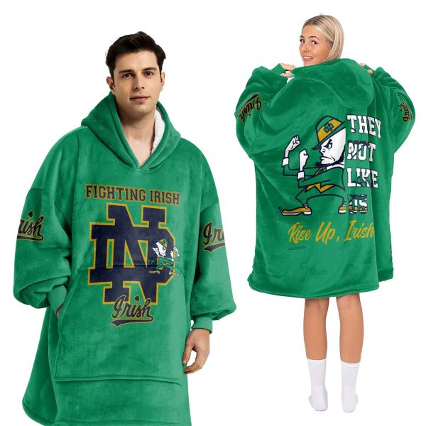 Notre Dame They Rot Like Us Rise Up Irish Football Unisex Blanket Hoodie 2