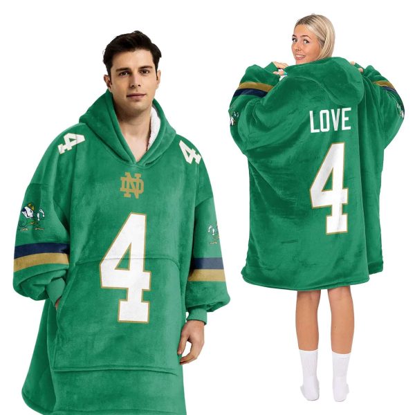 Notre Dame Love 4 Football Unisex Blanket Hoodie