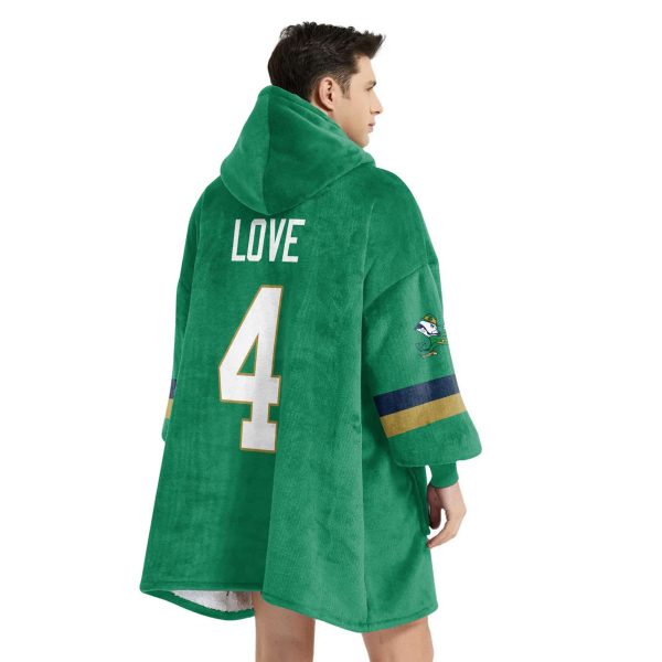 Notre Dame Love 4 Football Unisex Blanket Hoodie