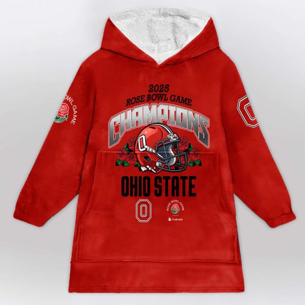 Ohio State 2025 Rose Bowl Game Champions Football Unisex Blanket Hoodie 1