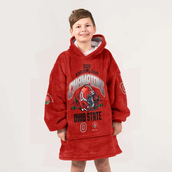 Ohio State 2025 Rose Bowl Game Champions Football Unisex Blanket Hoodie