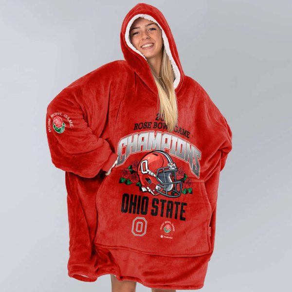 Ohio State 2025 Rose Bowl Game Football Unisex Blanket Hoodie 3