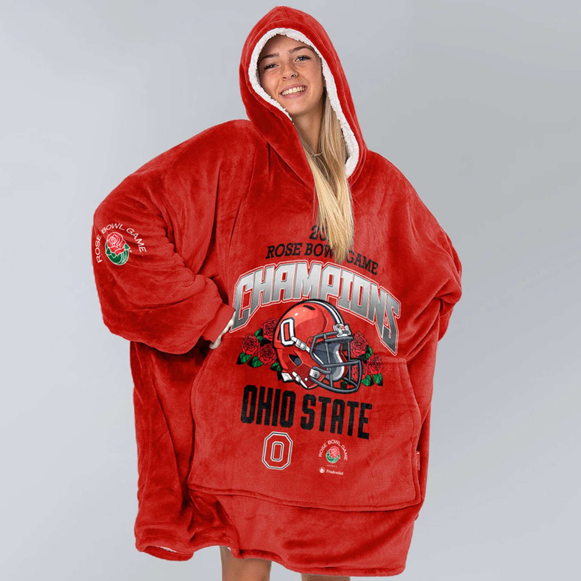 Ohio State 2025 Rose Bowl Game Football Unisex Blanket Hoodie