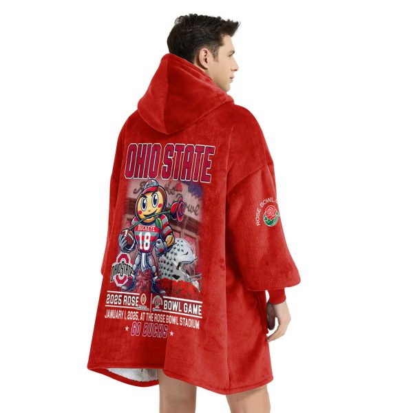 Ohio State 2025 Rose Bowl Game Football Unisex Blanket Hoodie 4