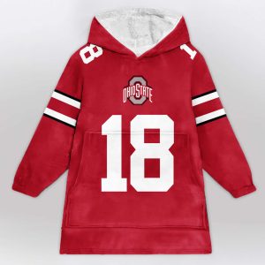 Ohio State Howard 18 Football Unisex Blanket Hoodie 1