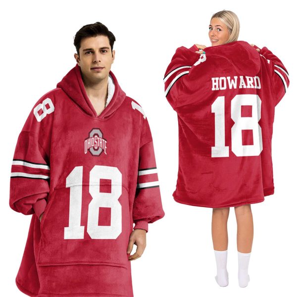 Ohio State Howard 18 Football Unisex Blanket Hoodie 2