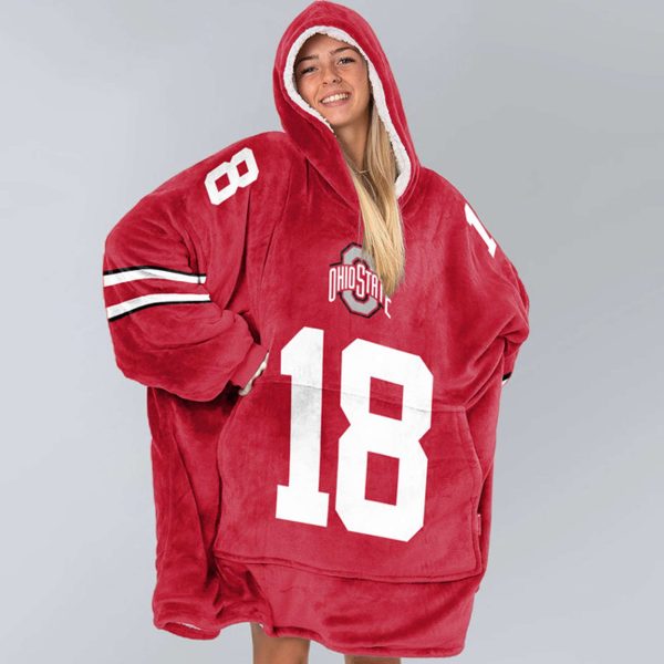 Ohio State Howard 18 Football Unisex Blanket Hoodie 3