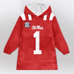 Ole Miss 1 Football Unisex Blanket Hoodie 1