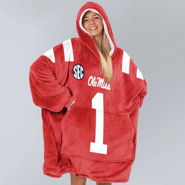 Ole Miss 1 Football Unisex Blanket Hoodie 3