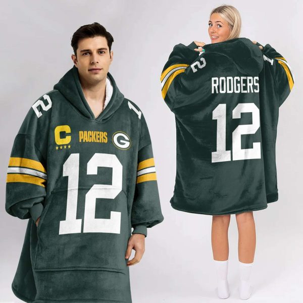 Packers Captain Rodgers 12 Football Unisex Blanket Hoodie 2