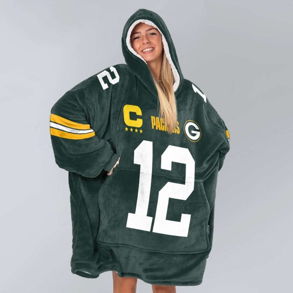 Packers Captain Rodgers 12 Football Unisex Blanket Hoodie 3