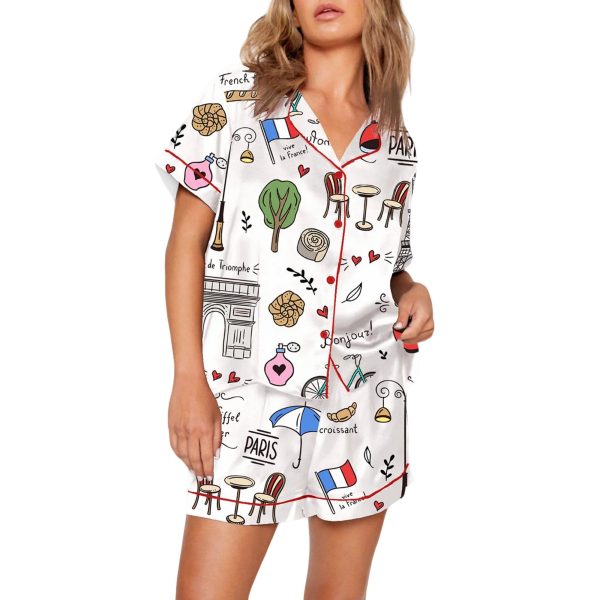 Paris Travel Print Pajama Set 1