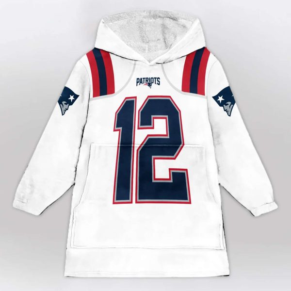 Patriots 12 Brady Football Unisex Blanket Hoodie 1