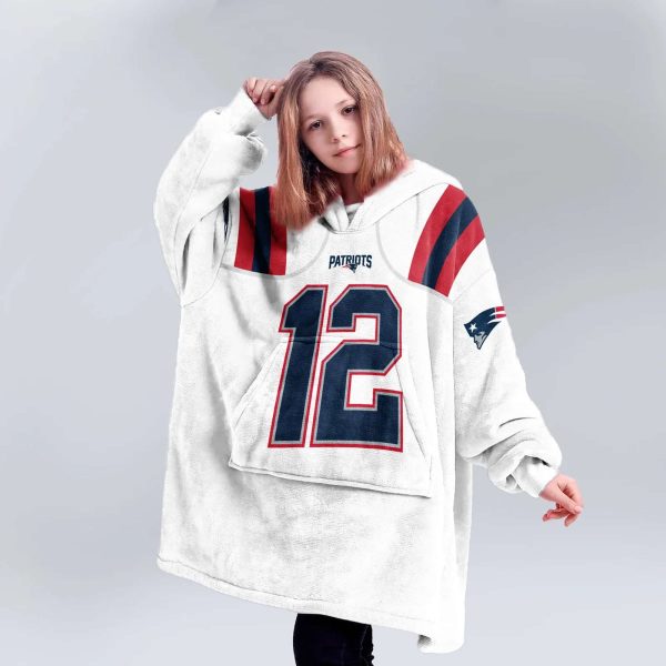 Patriots 12 Brady Football Unisex Blanket Hoodie 5