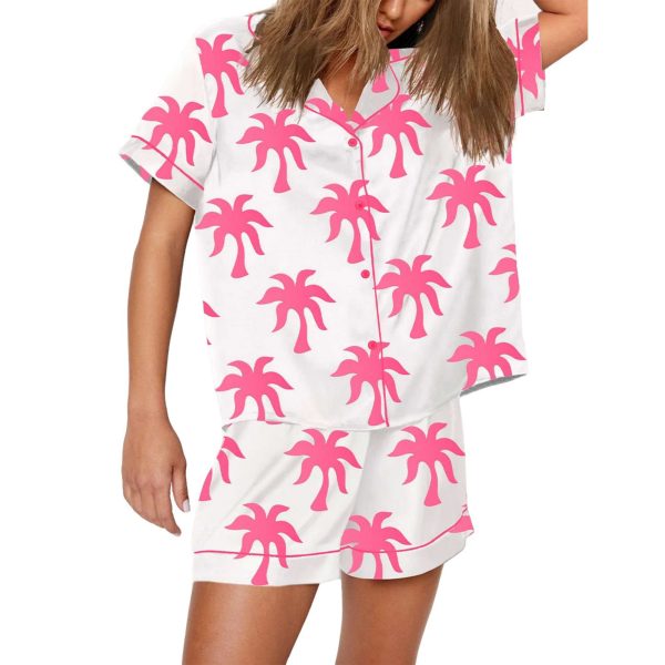 Pink Palm Print Pajama Set