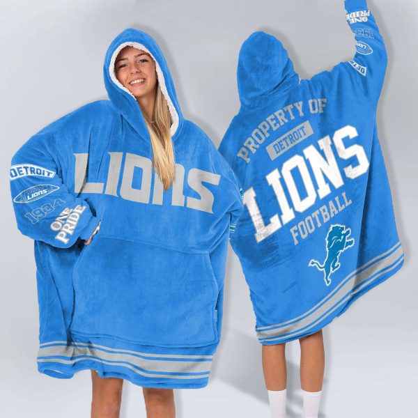 Property Of Lions Football Unisex Blanket Hoodie 2