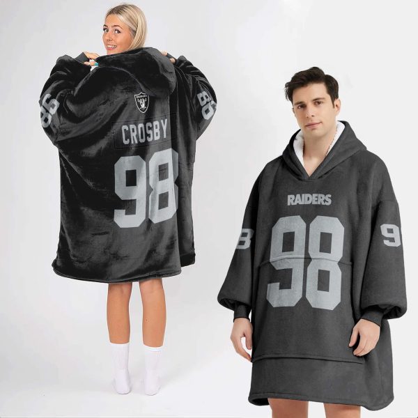 Raiders Crosby 98 Football Unisex Blanket Hoodie 2