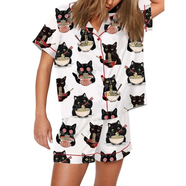 Ramen Cat Print Pajama Set