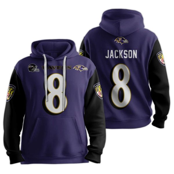 Ravens 8 Jackson Football Unisex Hoodie