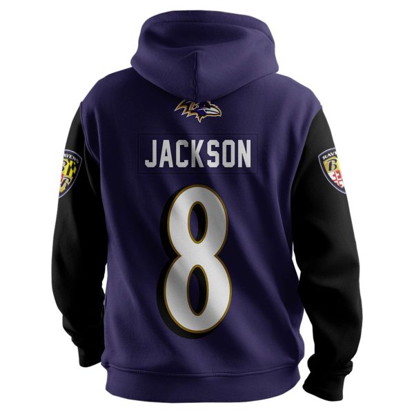 Ravens 8 Jackson Football Unisex Hoodie