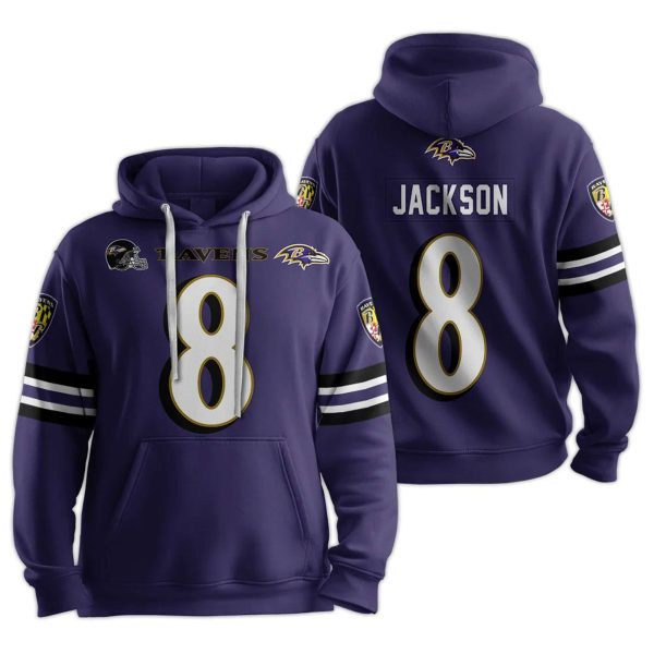 Ravens Jackson 8 Football Unisex Hoodie 1