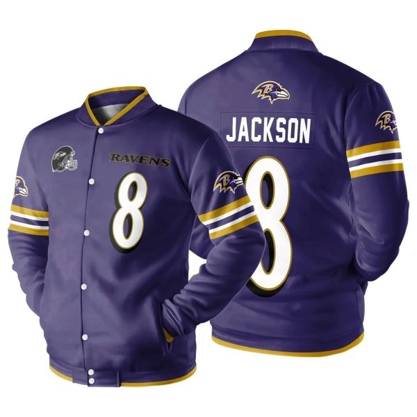 Ravens Jackson 8 Football Unisex Varsity Jacket 1