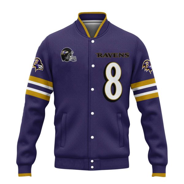 Ravens Jackson 8 Football Unisex Varsity Jacket 2