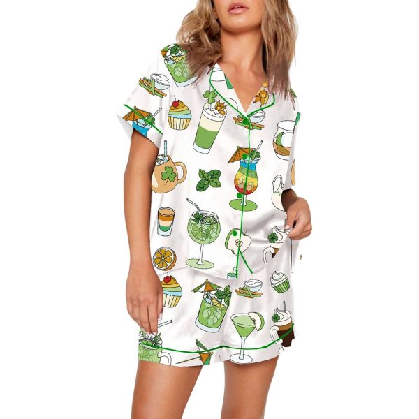 Saint Patricks Day Special Green Cocktails Print Pajama Set 1