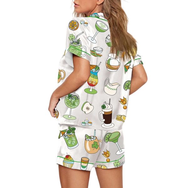 Saint Patricks Day Special Green Cocktails Print Pajama Set 2