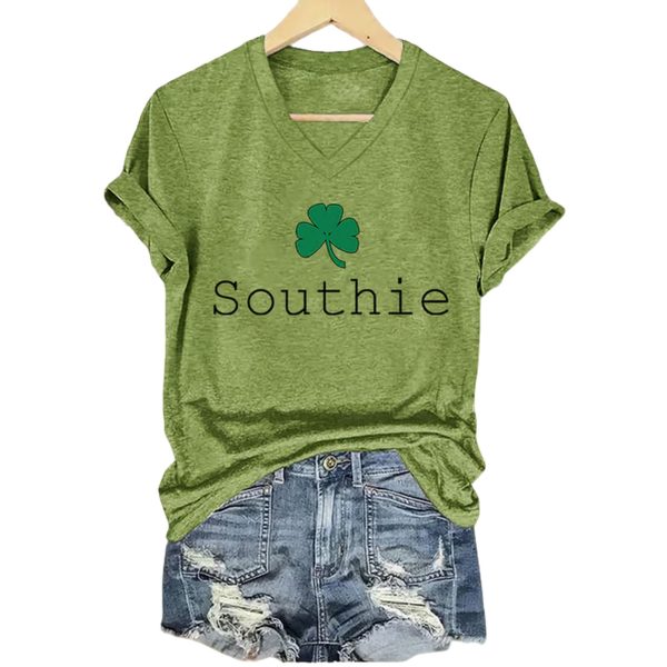 Southie St Patricks Day Print V Neck Shirt